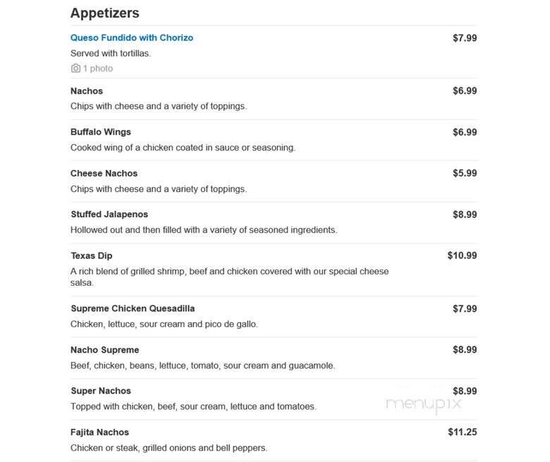El Rodeo - Mentor, OH menu_pic