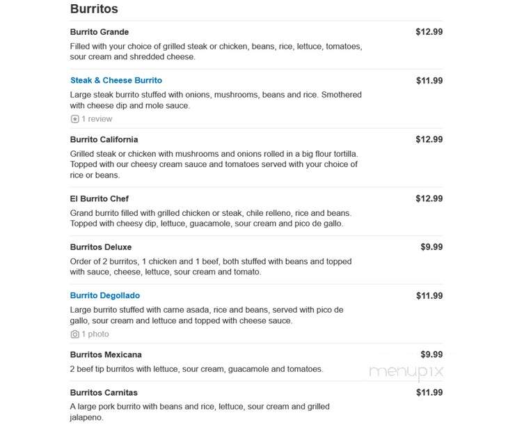 El Rodeo - Mentor, OH menu_pic