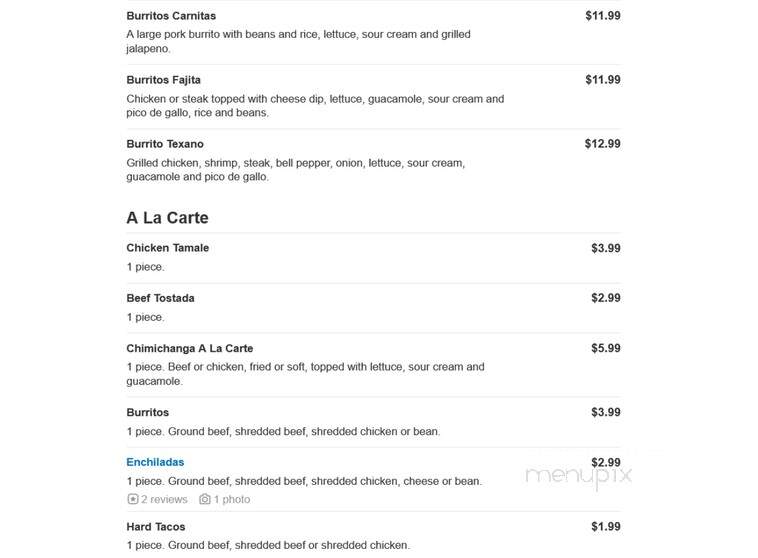 El Rodeo - Mentor, OH menu_pic