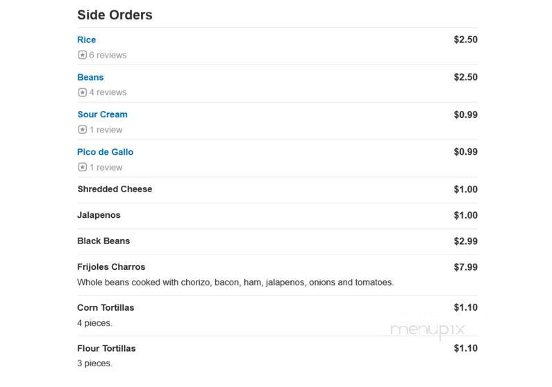 El Rodeo - Mentor, OH menu_pic