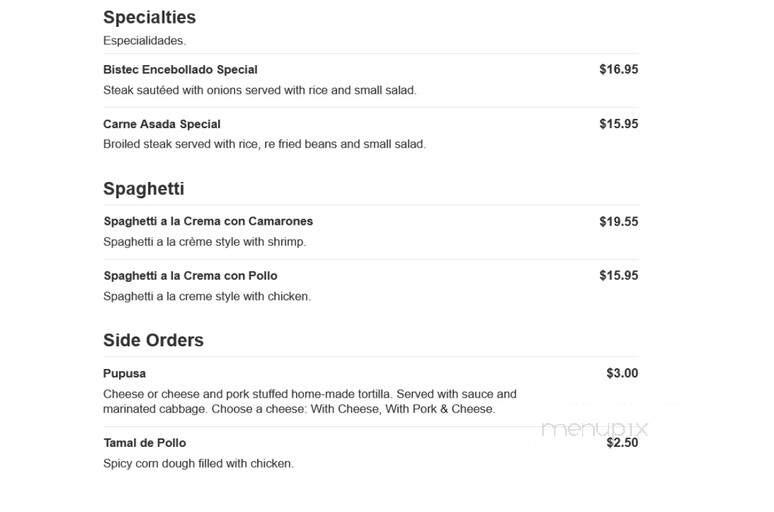 Sarita's Mexican Restaurant - Pasadena, TX menu_pic