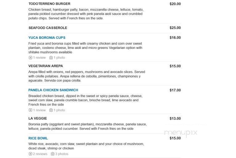 Panela - Lowell, MA menu_pic
