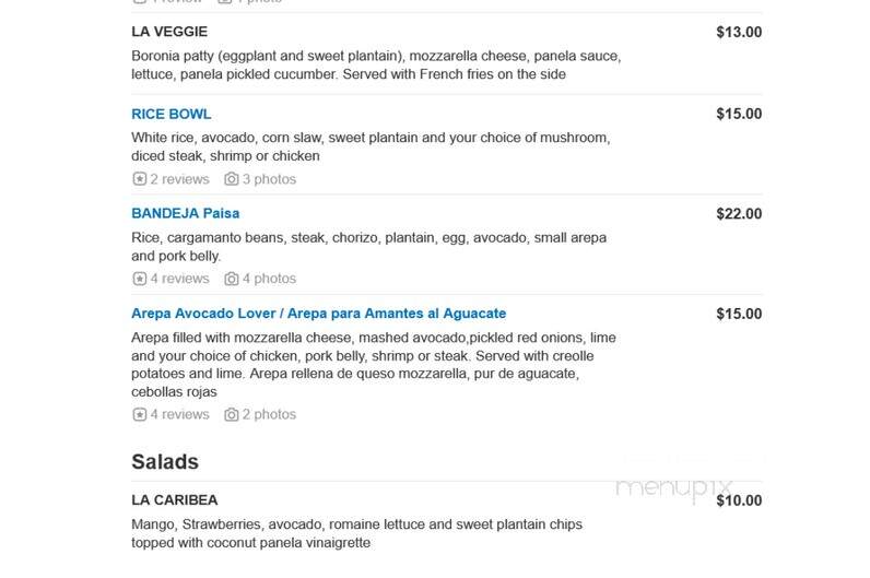 Panela - Lowell, MA menu_pic