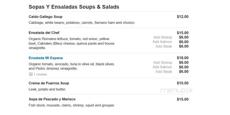 Mi Espana - Robbinsville, NJ menu_pic