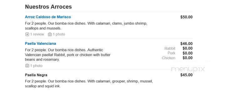 Mi Espana - Robbinsville, NJ menu_pic