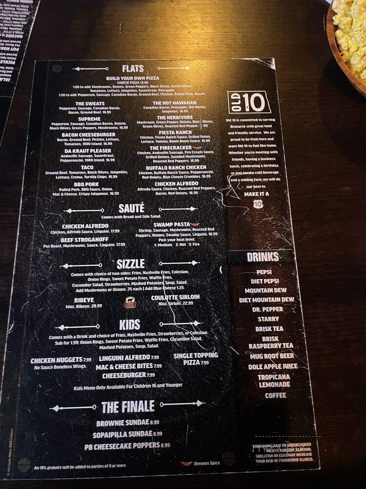 Old 10 Bar & Grill - Bismarck, ND menu_pic