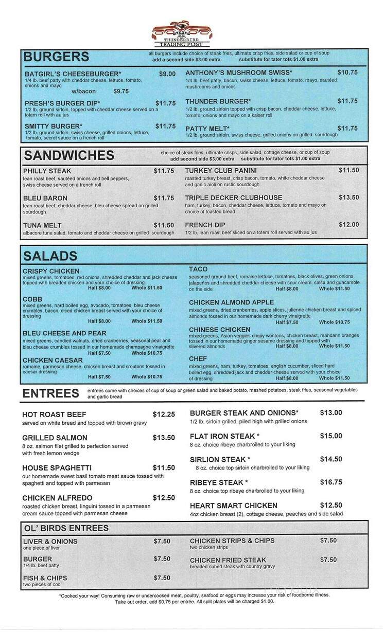 Thunderbird Trading Post Inc. - Tacoma, WA menu_pic