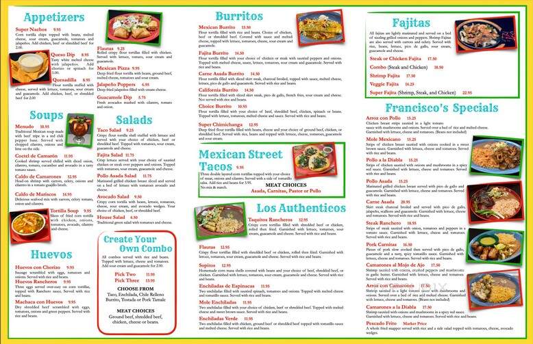 Francisco's Mexican Restaurant - Melbourne, FL menu_pic