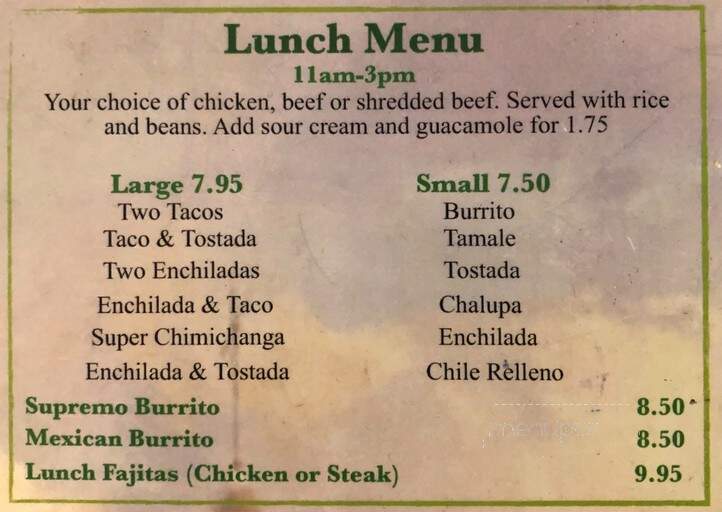 Francisco's Mexican Restaurant - Melbourne, FL menu_pic