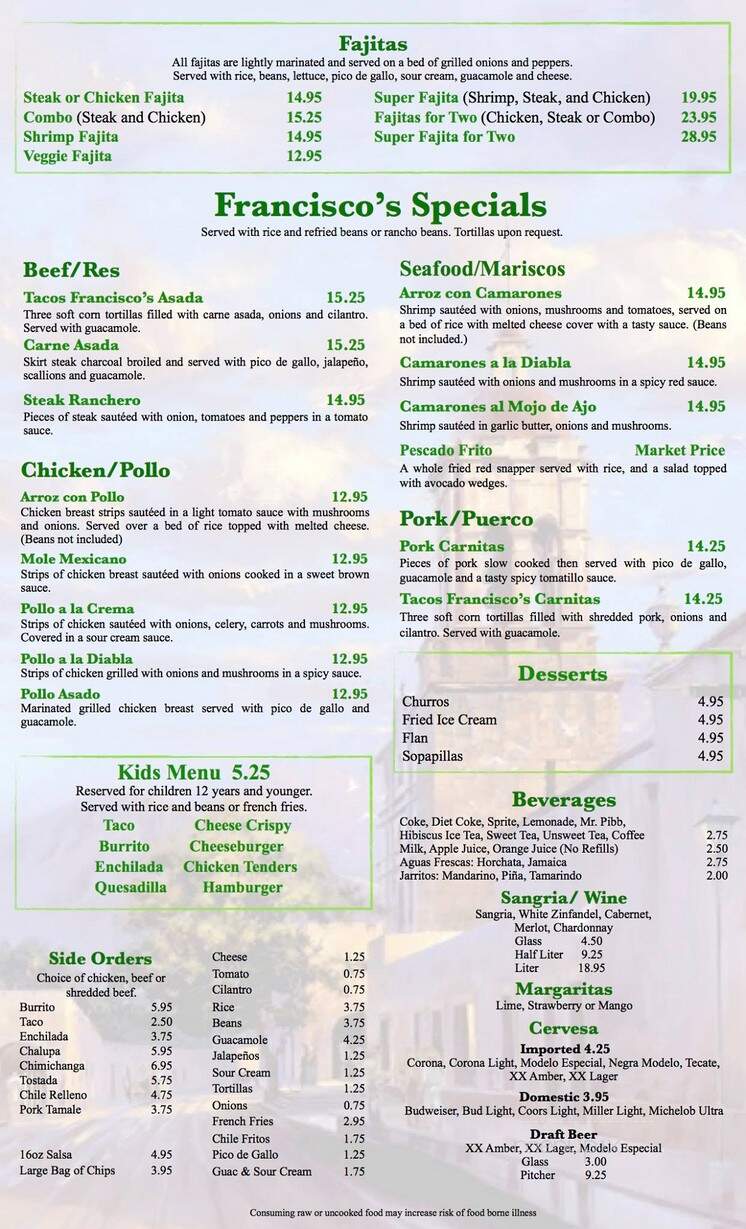 Francisco's Mexican Restaurant - Melbourne, FL menu_pic