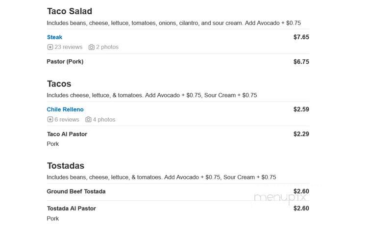 Taco Express II - Westmont, IL menu_pic
