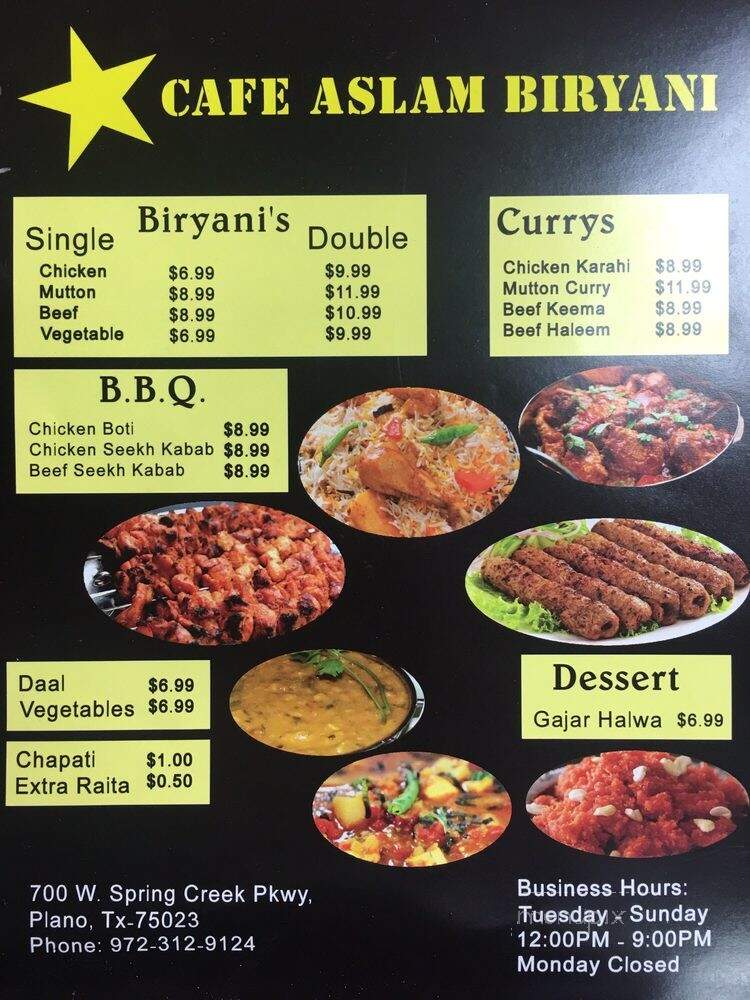 Aslam Biryani House - Plano, TX menu_pic