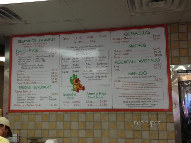 Juanito's Taqueria - Fort Worth, TX menu_pic