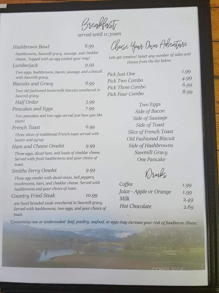 Cougar Mountain Lodge - Cascade, ID menu_pic