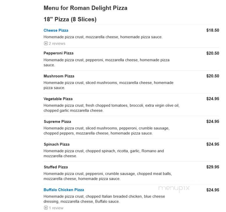 Roman Delight Pizza - Newington, NH menu_pic