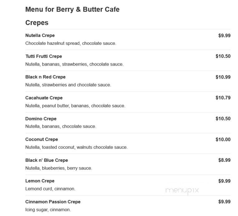 Berry & Butter Cafe - Bradley, IL menu_pic