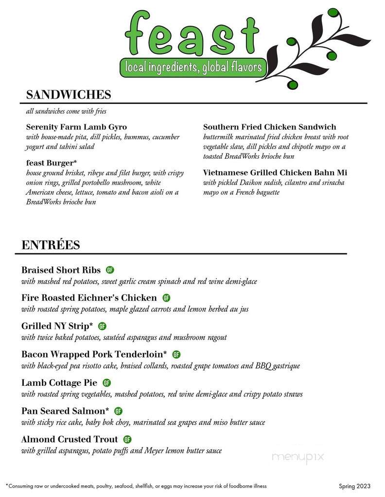 Feast - Gibsonia, PA menu_pic