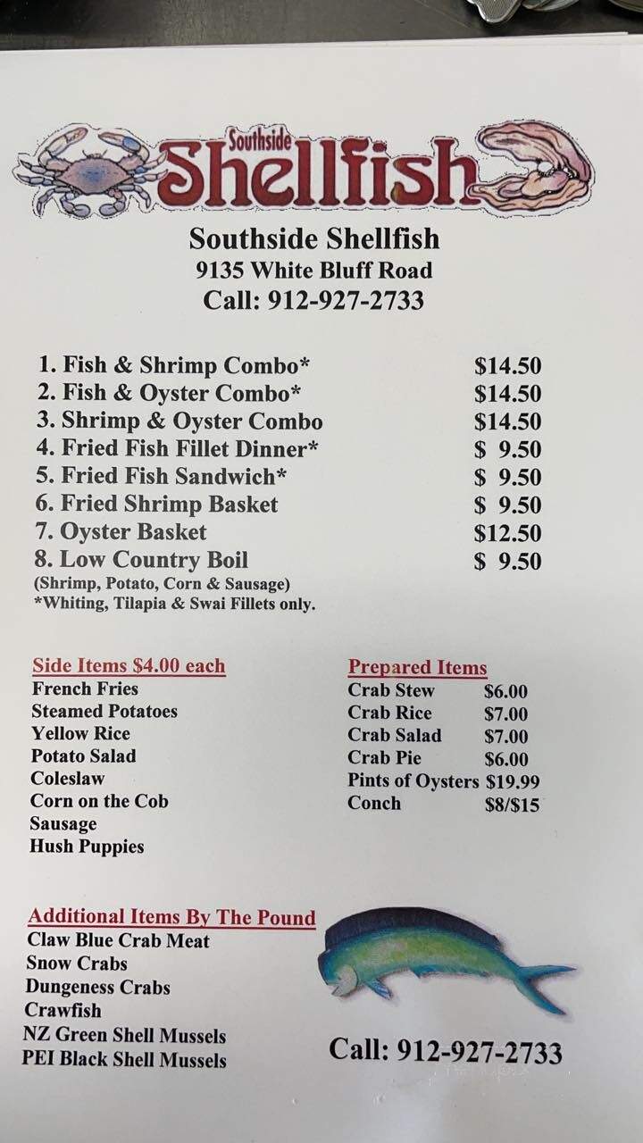 Southside Shellfish Inc. - Savannah, GA menu_pic
