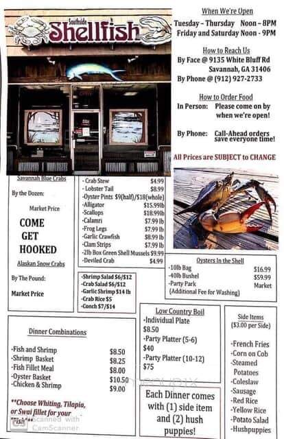Southside Shellfish Inc. - Savannah, GA menu_pic