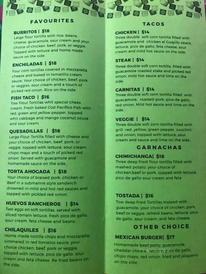 Aqui Es Mexico - Madeira Park, BC menu_pic