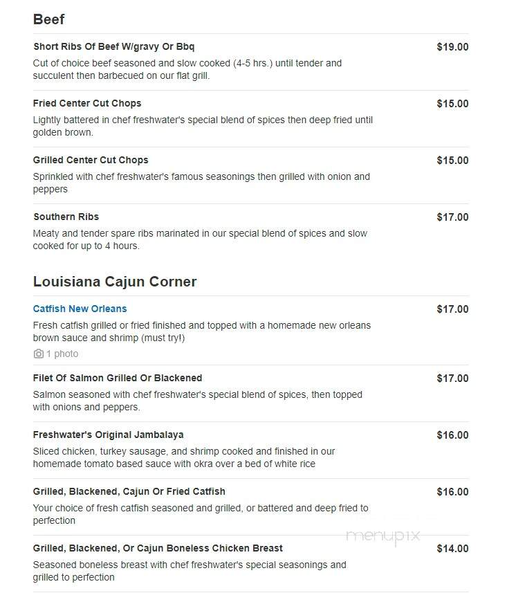 Freshwater's Southern - Plainfield, NJ menu_pic