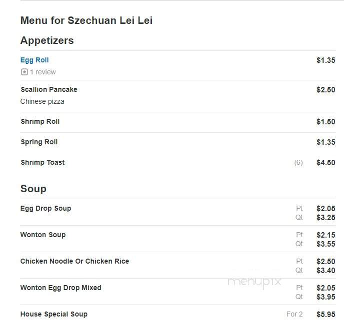 Szechuan Lei Lei - Havertown, PA menu_pic