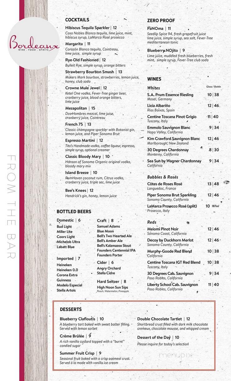 Bordeaux - Lansing, MI menu_pic
