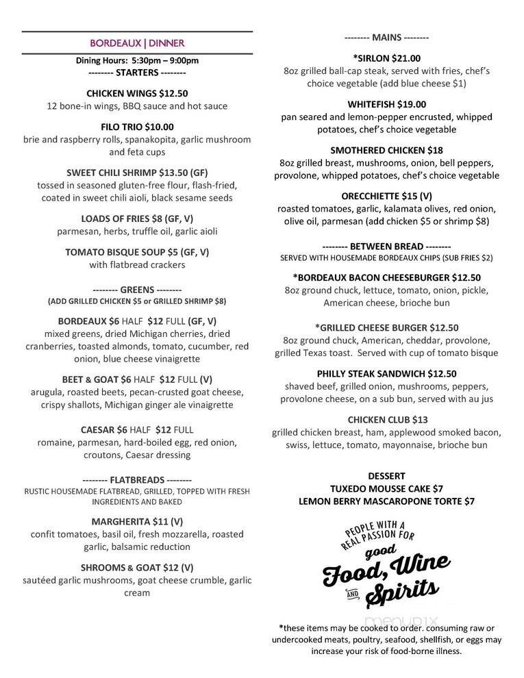 Bordeaux - Lansing, MI menu_pic