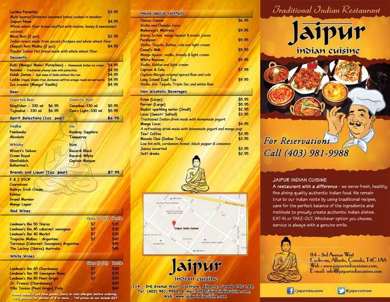 Jaipur - Cochrane, AB menu_pic