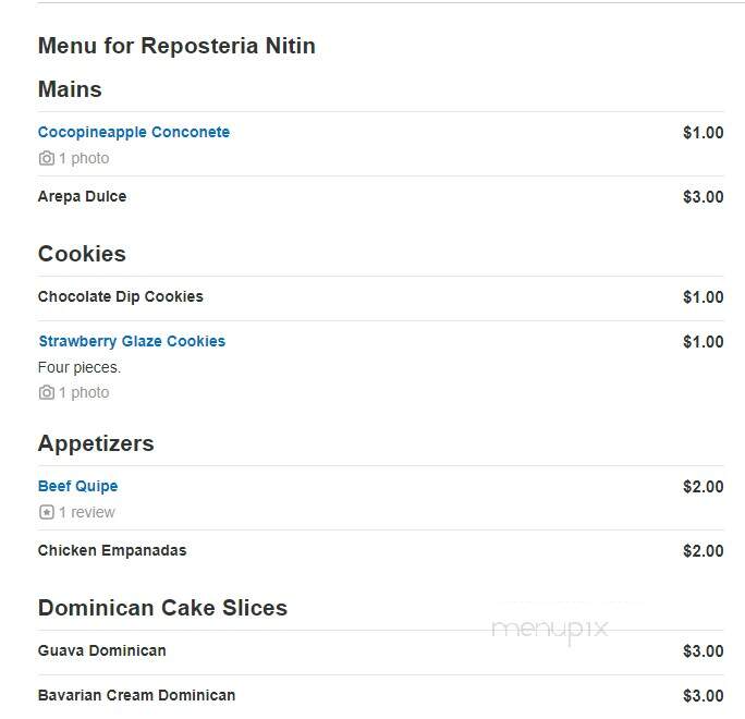 Reposteria Nitin - Bronx, NY menu_pic