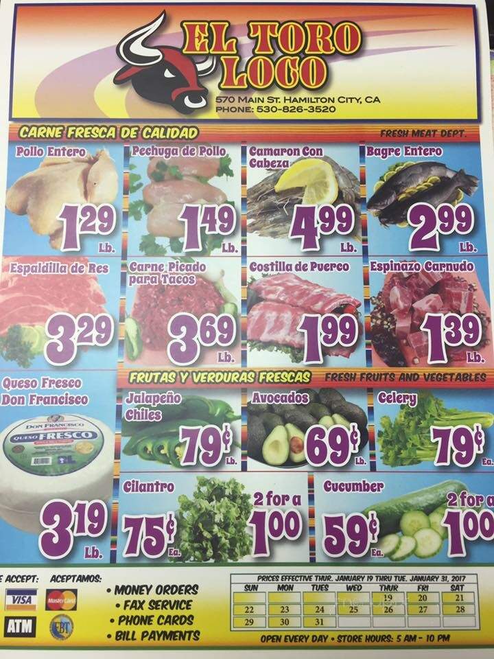 El Toro Loco - Hamilton City, CA menu_pic