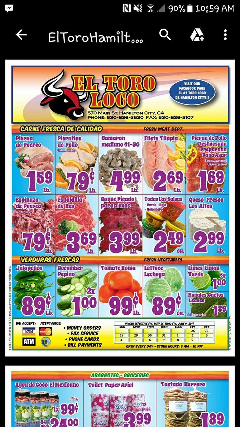 El Toro Loco - Hamilton City, CA menu_pic