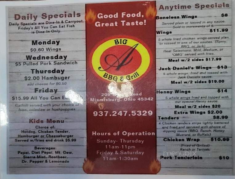 Big A BBQ & Grill - Miamisburg, OH menu_pic
