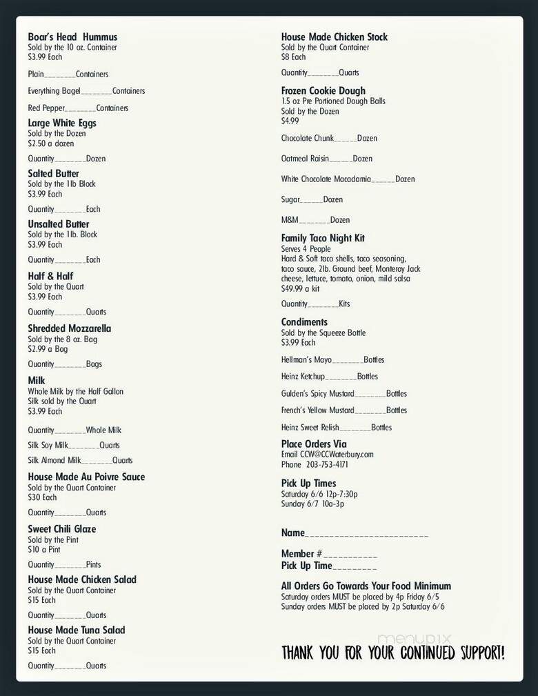 Country Club - Waterbury, CT menu_pic