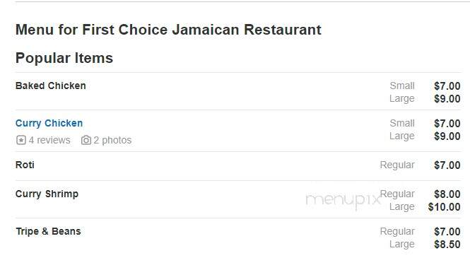 FIRST CHOICE - Willingboro, NJ menu_pic