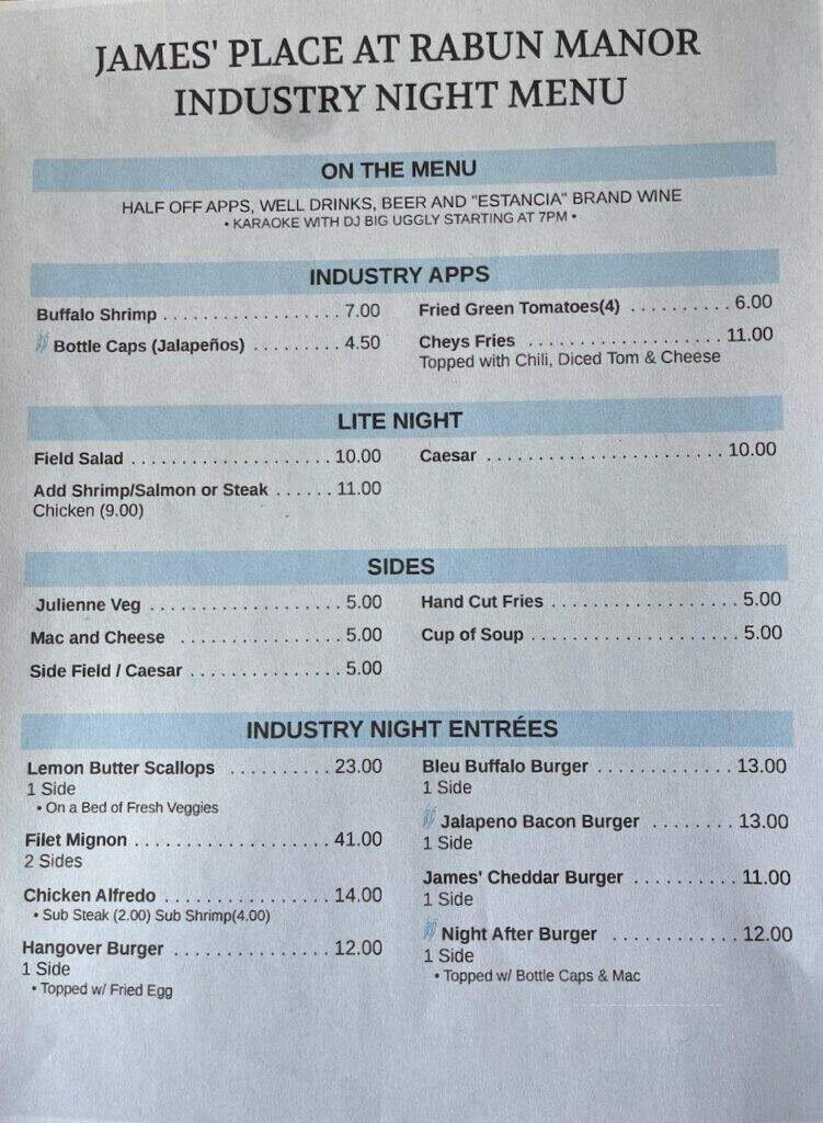 The Dining Room at Rabun Manor - Dillard, GA menu_pic