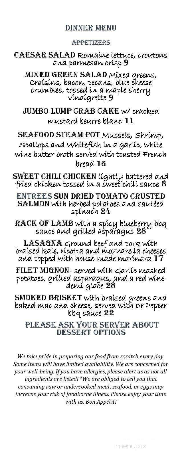 The Dining Room at Rabun Manor - Dillard, GA menu_pic