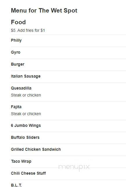 Wet Spot - Palm Bay, FL menu_pic