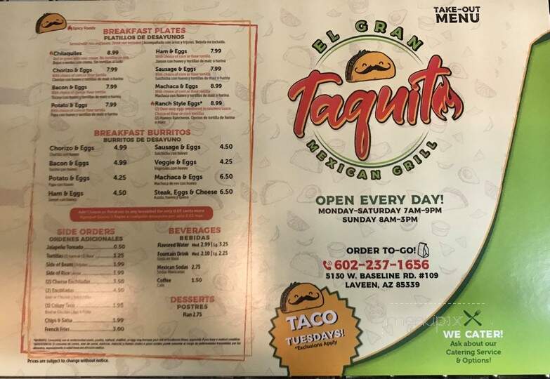 El Gran Taquito - Laveen, AZ menu_pic
