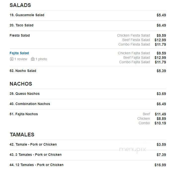 Rosa's Cafe & Tortilla Factory - Fort Worth, TX menu_pic