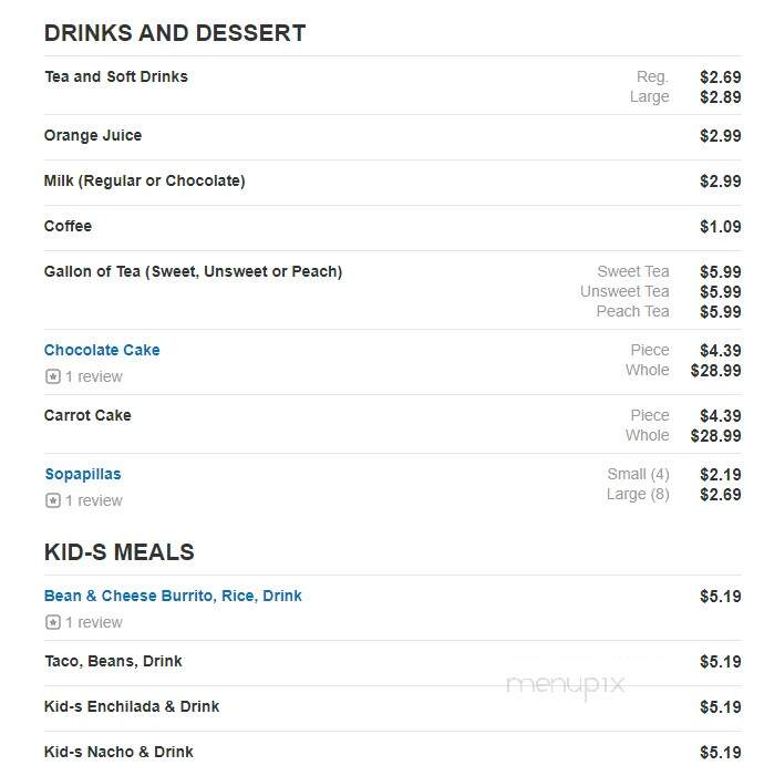 Rosa's Cafe & Tortilla Factory - Fort Worth, TX menu_pic