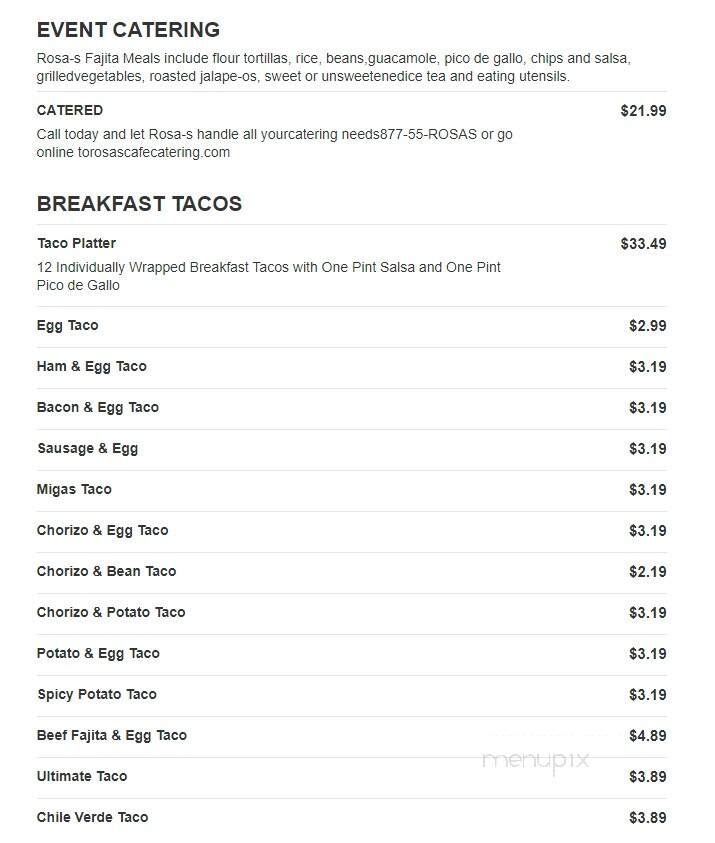 Rosa's Cafe & Tortilla Factory - Fort Worth, TX menu_pic