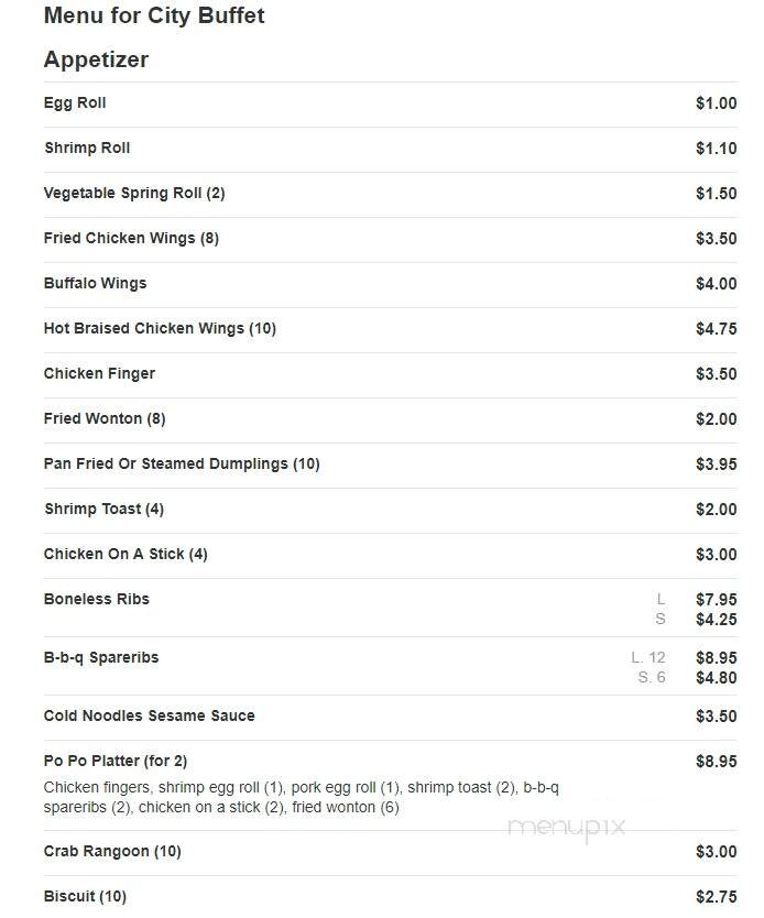 City Buffet - Riverdale, GA menu_pic
