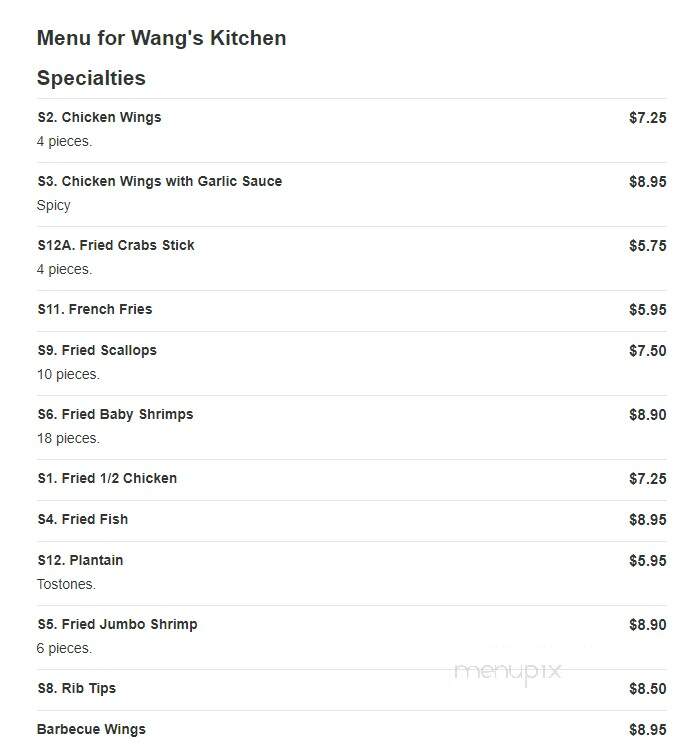 Wang's Kitchen - Wethersfield, CT menu_pic