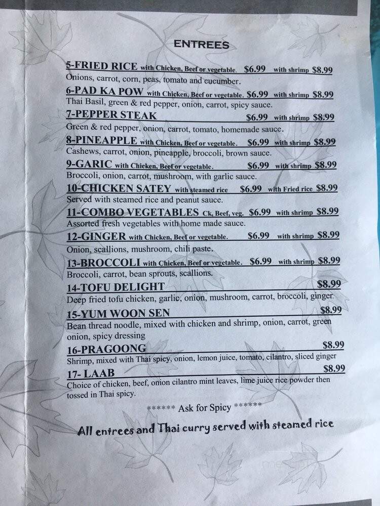 Thai Foods Carry Out - Lima, OH menu_pic