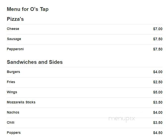 O'S Tap - Knox, IN menu_pic