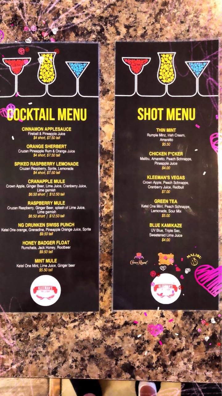 Kleeman's Bar & Grill LLC Bars - New Glarus, WI menu_pic