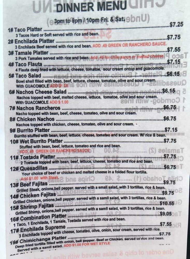 Little Mexico Restaurant - Dade City, FL menu_pic