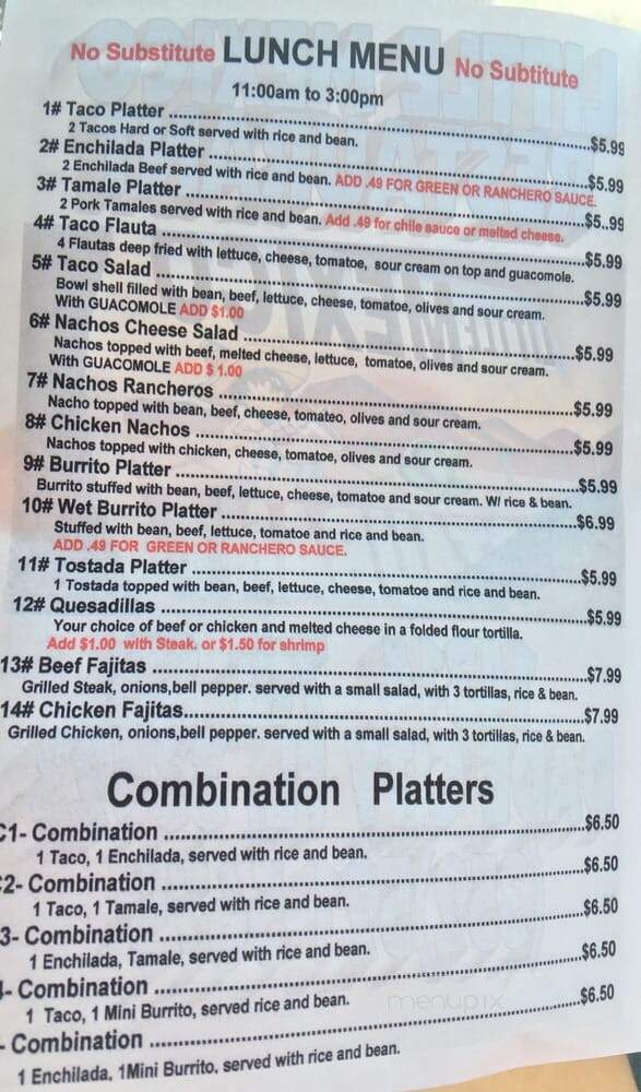 Little Mexico Restaurant - Dade City, FL menu_pic