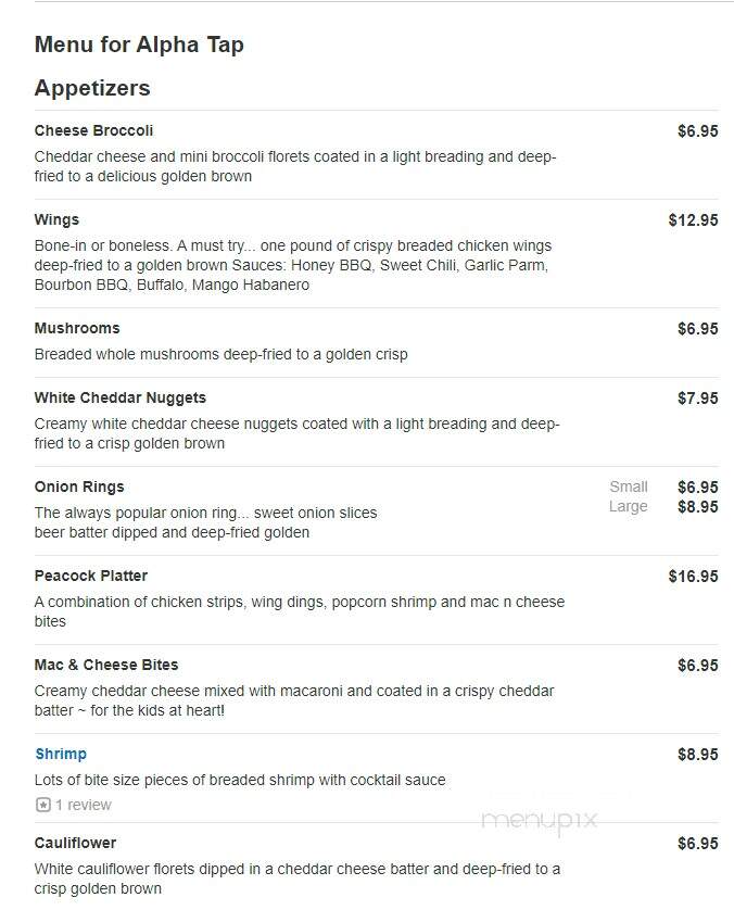 Alpha Tavern & Pizza - Waucoma, IA menu_pic